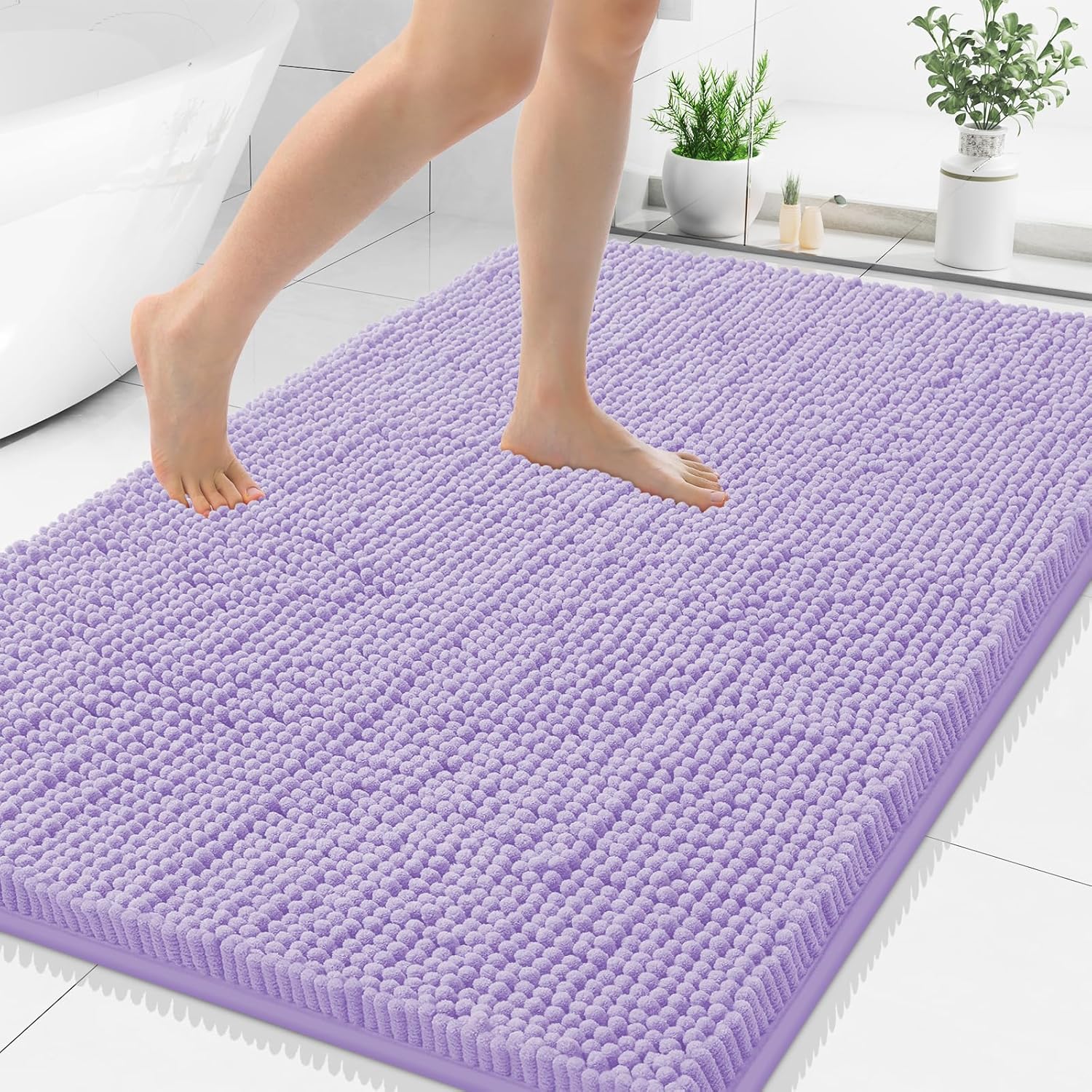 Smiry Luxury Chenille Bathroom Rugs - Soft, Absorbent & Non-Slip