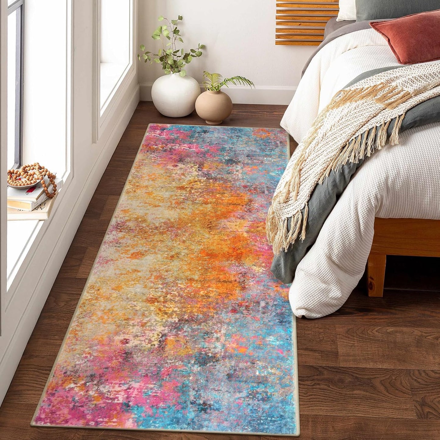 Lahome Modern Abstract Runner Rug - Colorful Non-Slip 2x6 Rug