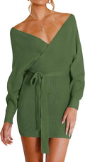 ZESICA Women's V Neck Dress with Long Batwing Sleeves for Fall Style