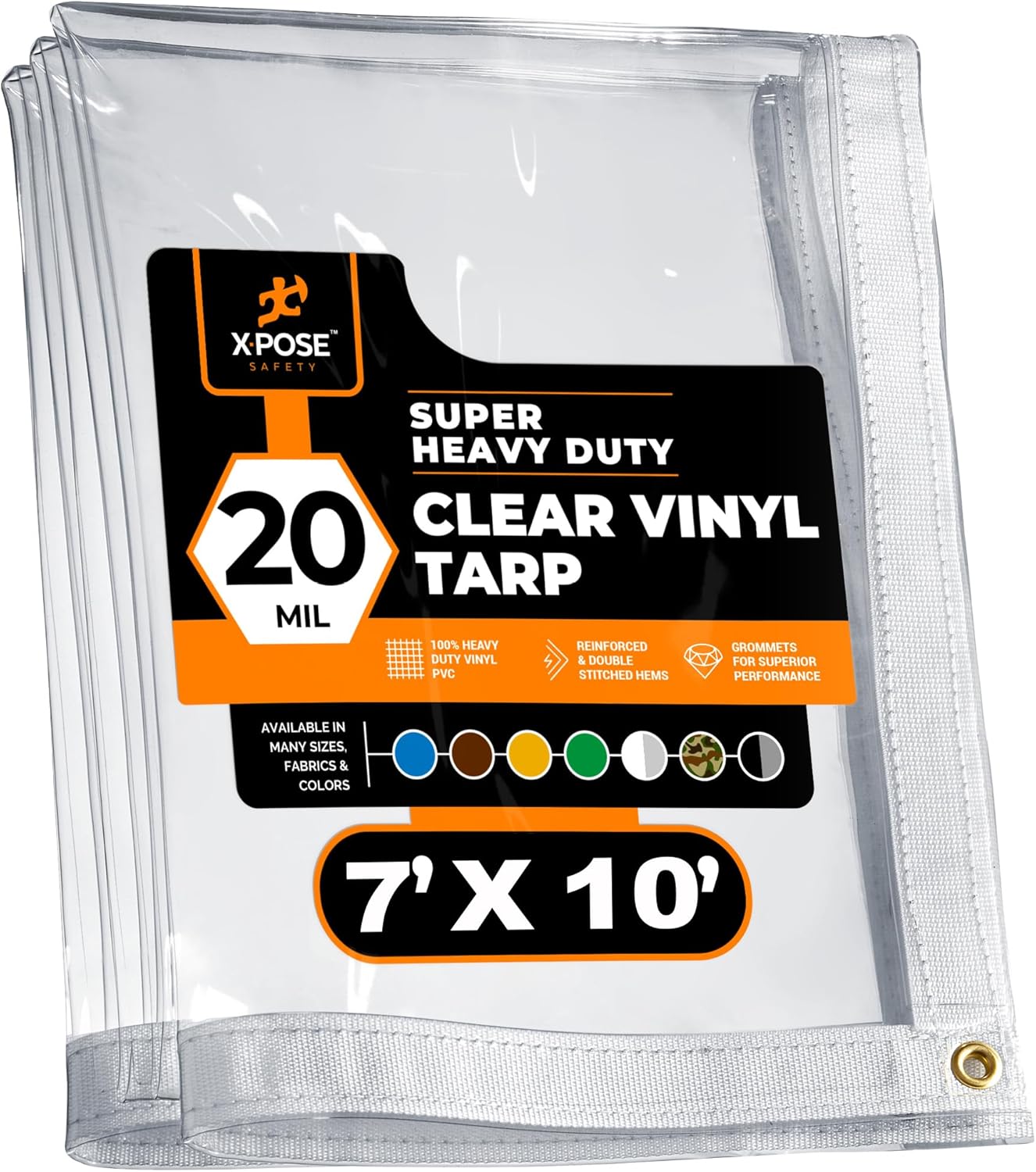 7ft x 10ft Clear Vinyl Tarp - Heavy Duty Waterproof PVC Tarpaulin