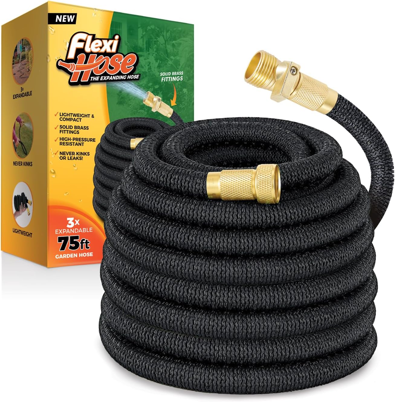 Flexi Hose Lightweight Expandable Garden Hose, 75FT for All Uses