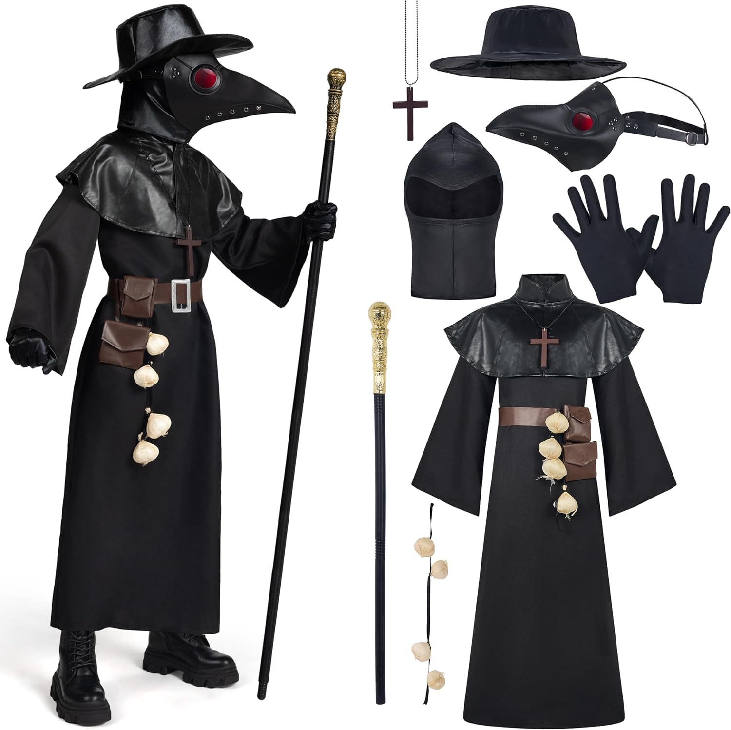 Spooktacular Creations Black Plague Doctor Costume Set for Kids