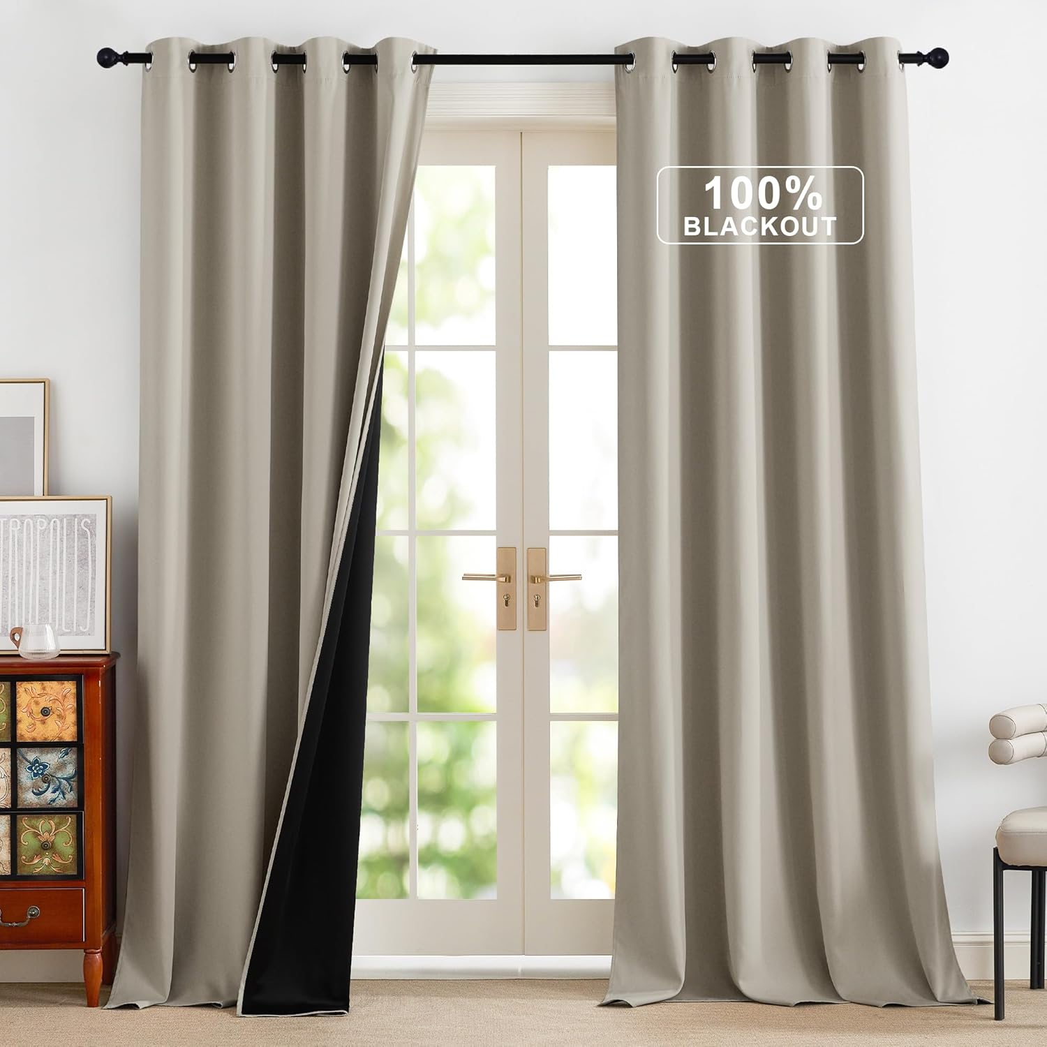 NICETOWN Blackout Curtains 100% Blackout Thermal Insulated 96 in