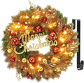 Christmas Wreaths for Front Door with Lights & Timer - 18in Pre-Lit