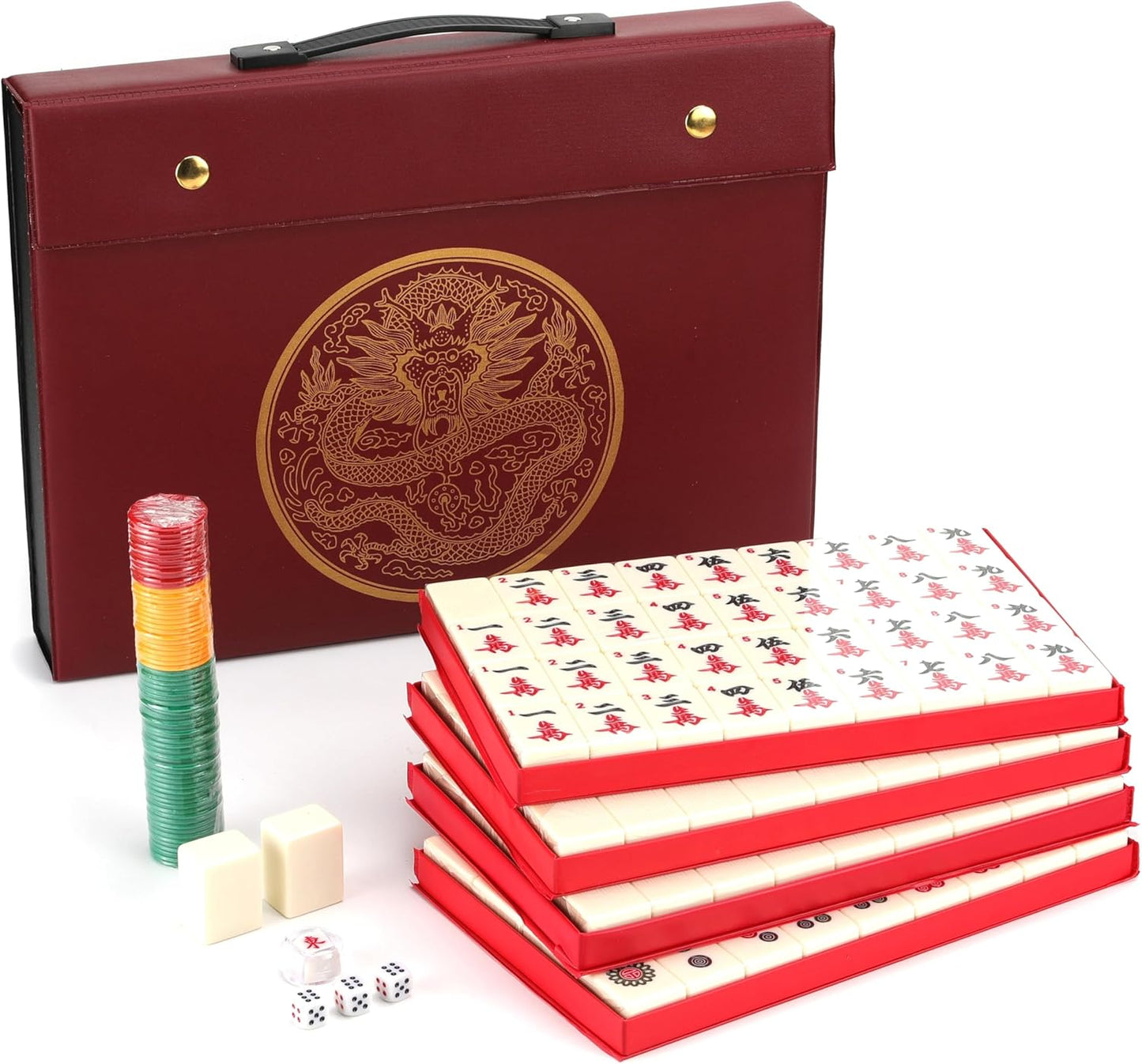 Mose Cafolo Chinese Mahjong Game Set with X-Large Melamine Tiles