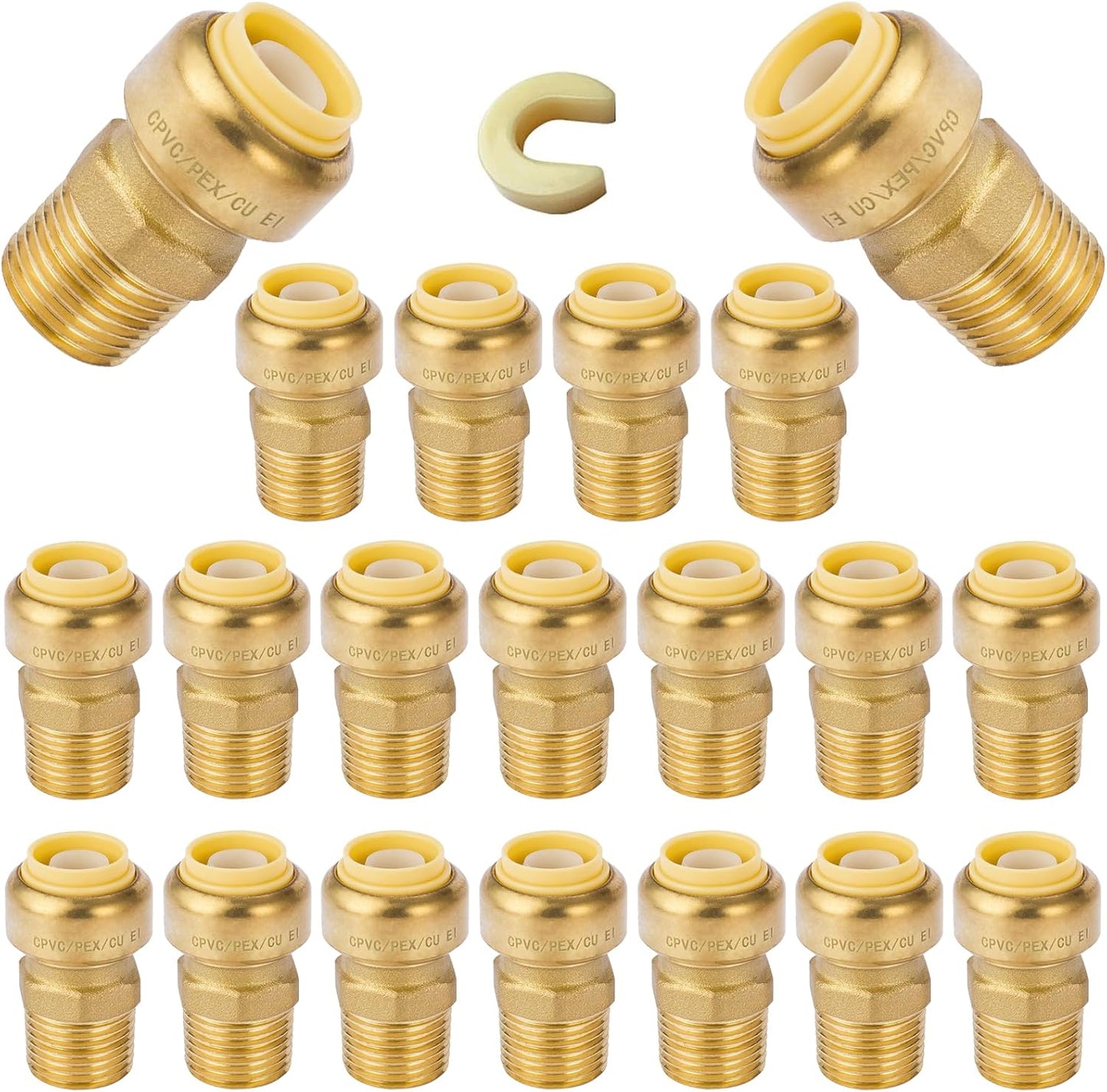 20-Pack Pushfit Male Adapter for PEX, Copper, CPVC Pipes