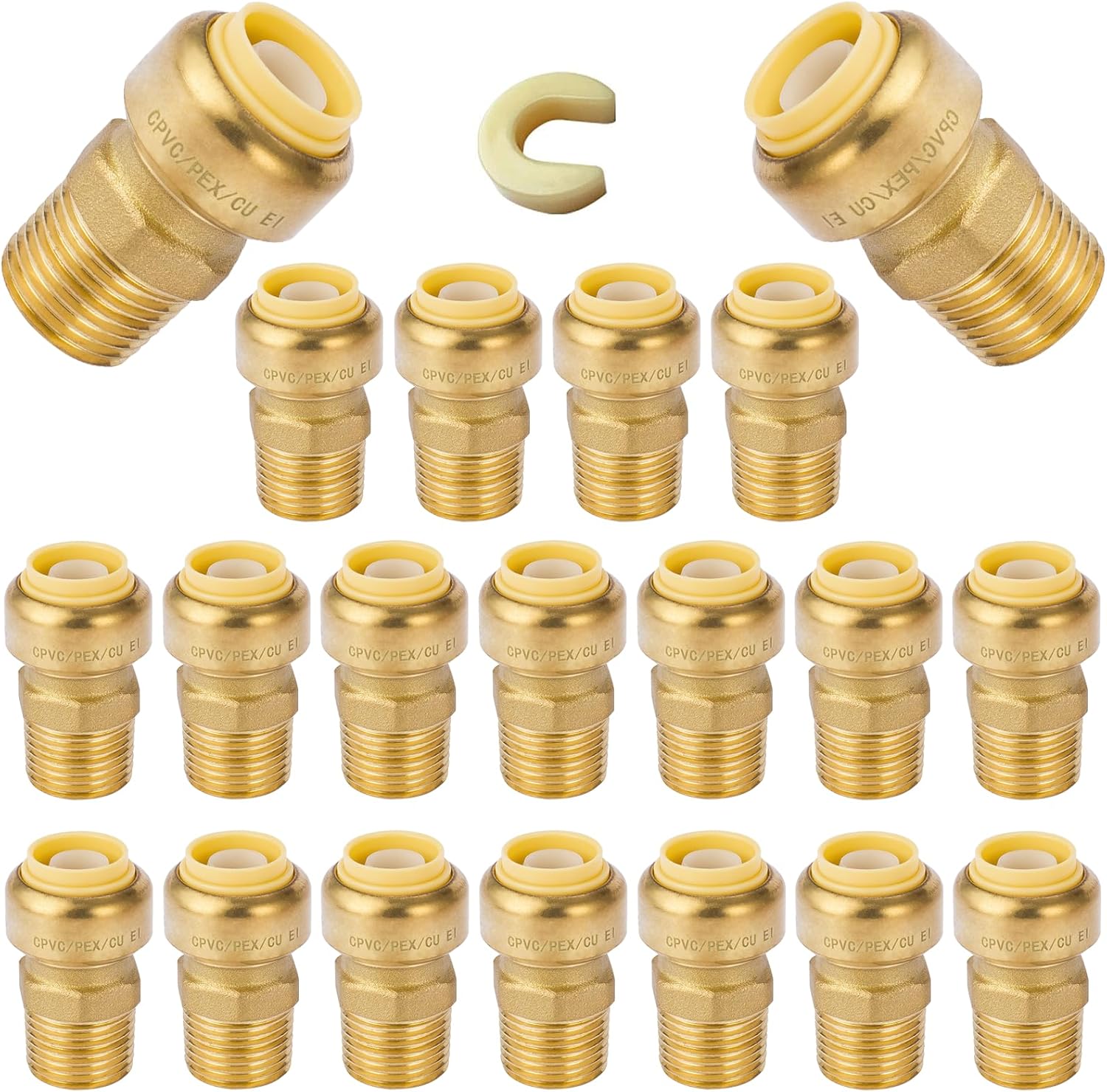 20-Pack Pushfit Male Adapter for PEX, Copper, CPVC Pipes
