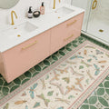 Boho Bathroom Runners 2x5 Pink Rug for Entryway - Washable Non Slip