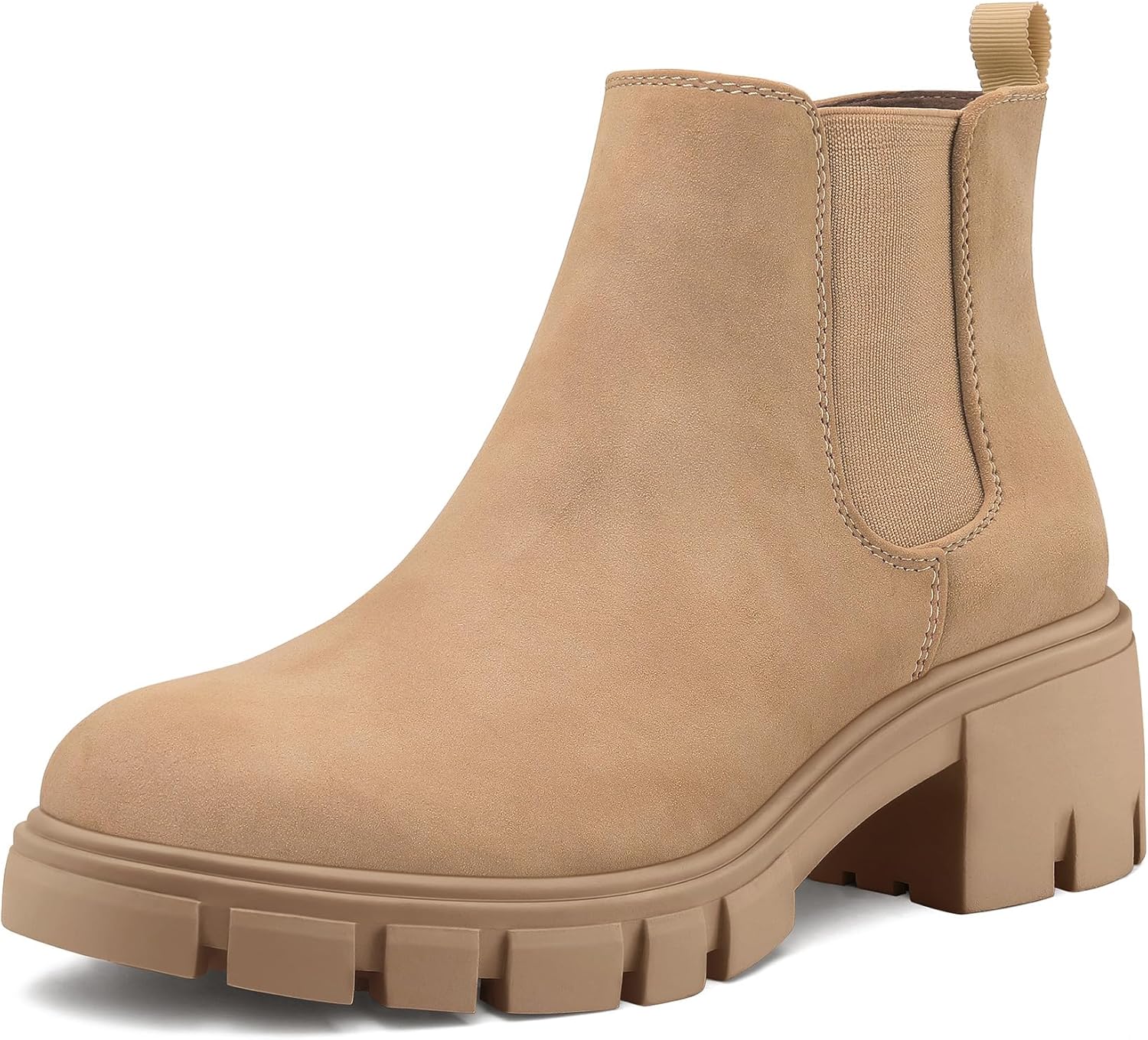 mysoft Women's Platform Chelsea Boots with Chunky Block Heel
