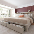 King Size Bed Frame with 2-Tier Storage Headboard - Quiet, Sturdy