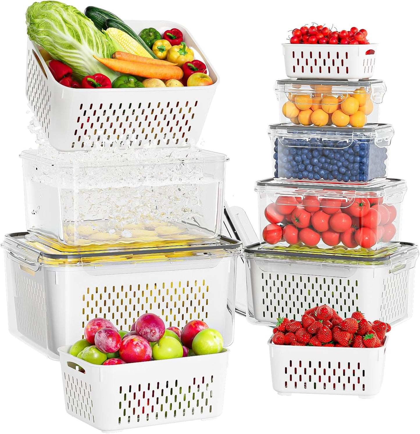 KEMETHY Large Airtight Fruit Containers - Keep Produce Fresh