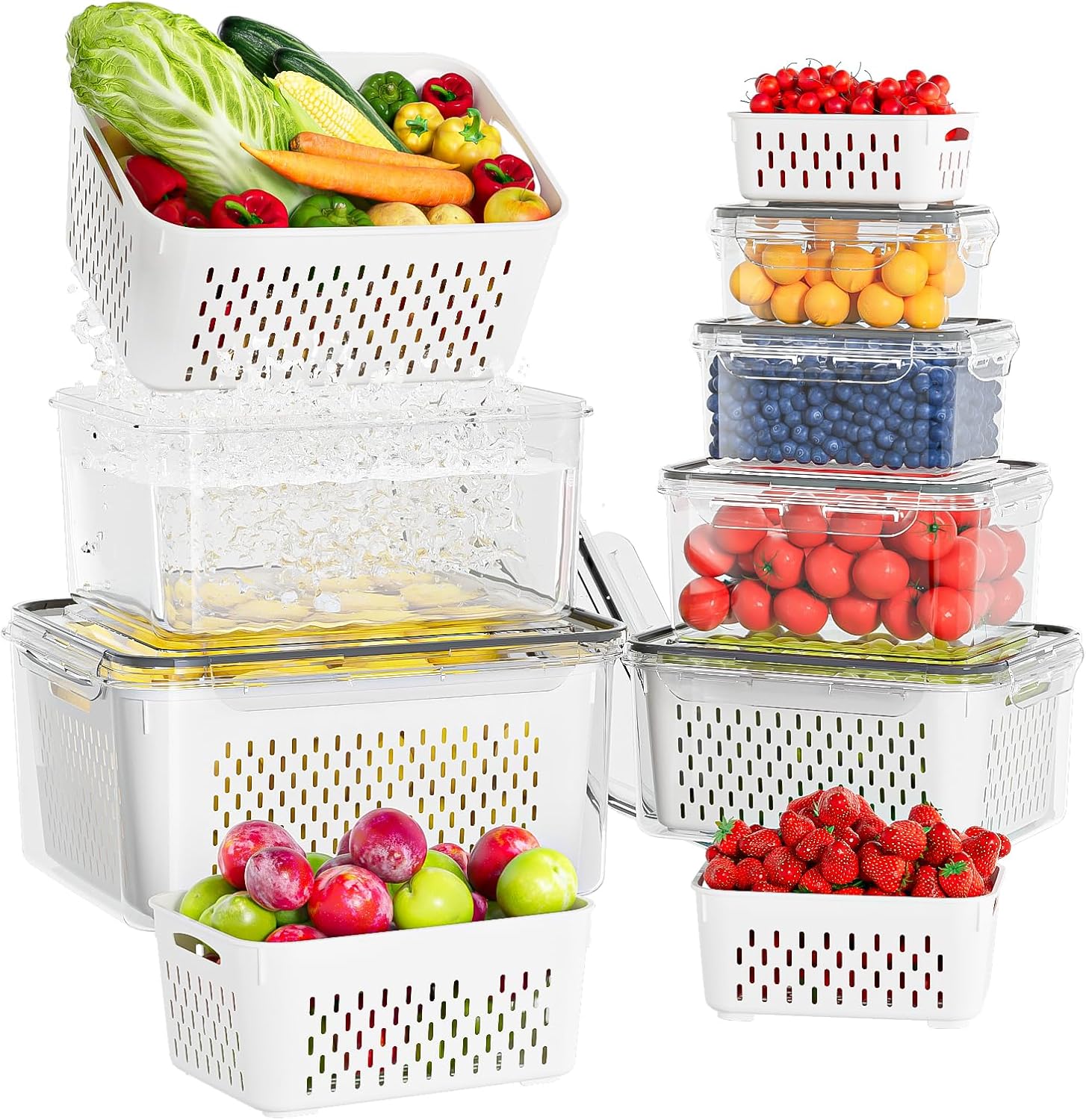 KEMETHY Large Airtight Fruit Containers - Keep Produce Fresh