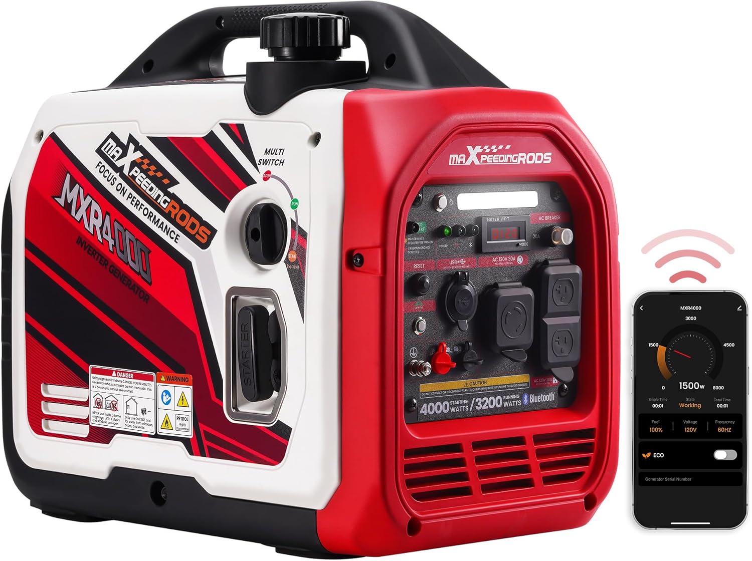 maXpeedingrods 4000W Inverter Generator: Bluetooth Enabled