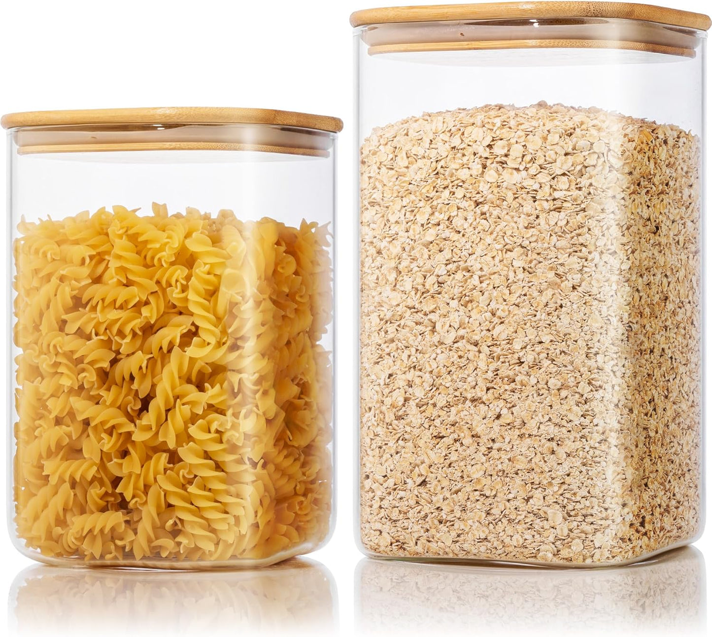 Extra Large Square Glass Storage Containers with Bamboo Lids