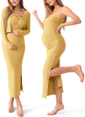 Maternity Tube Dress 2-Piece Set - Comfortable Bodycon Maxi