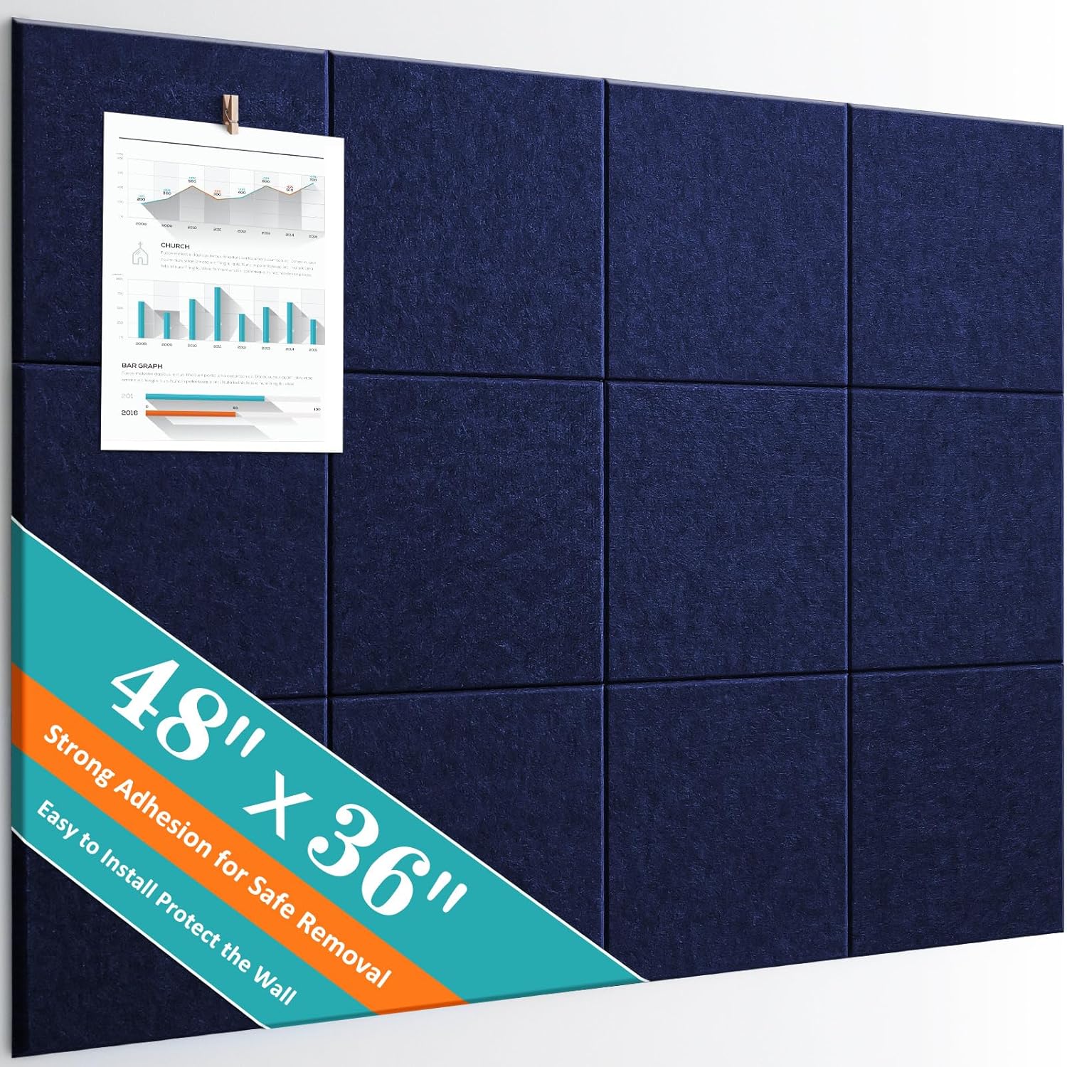 Large Cork Board Set 48in x 36in for Office and Home Decor