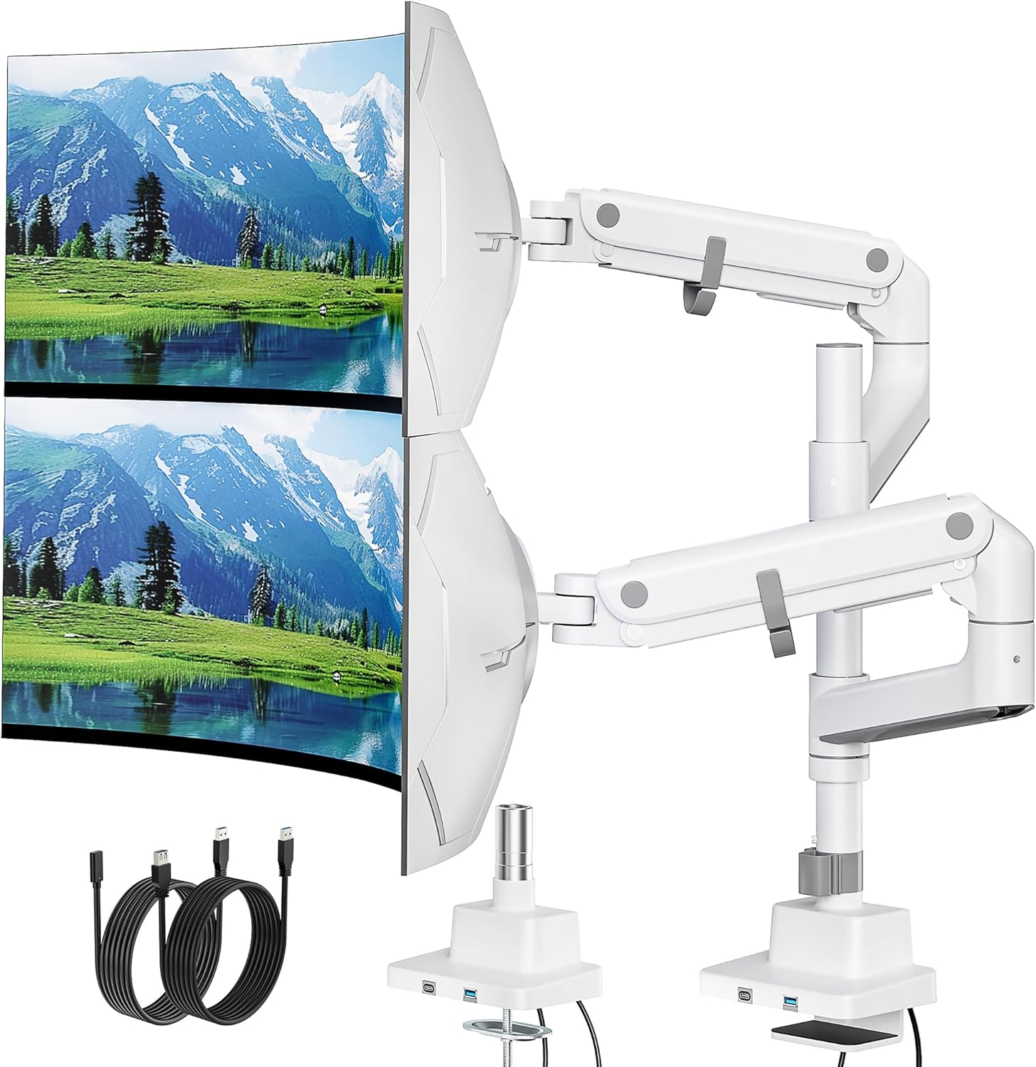 Dual Ultrawide Monitor Arm for 17-57 Inch Screens - Heavy-Duty