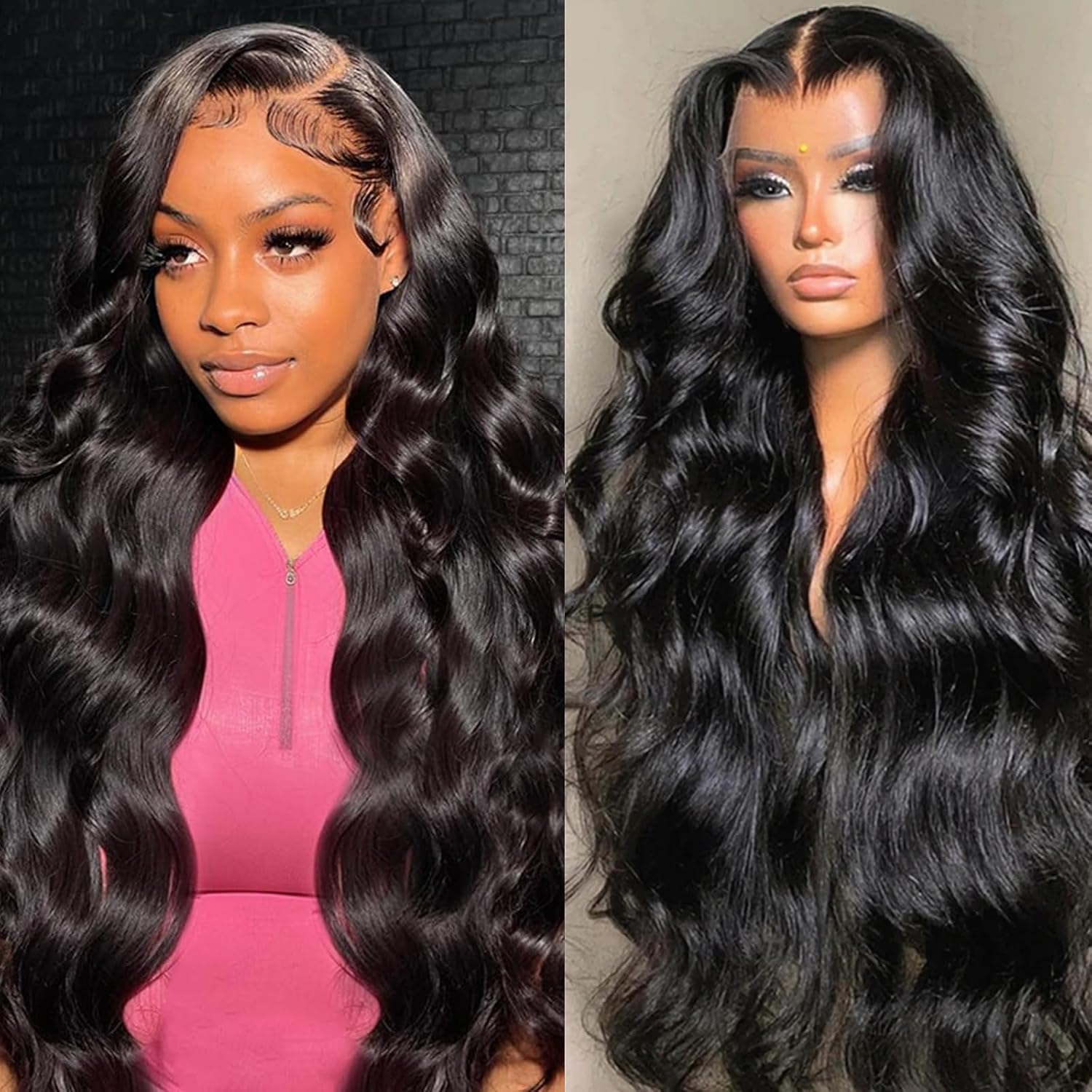 Body Wave Lace Front Wigs Human Hair 13x6 HD Natural Black