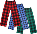 Boys 3 Pack Plaid Lounge Pants with 2 Pockets - Soft PJ Set