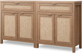 SICOTAS Sideboard Buffet Cabinet Set of 2 - Farmhouse Rattan Storage