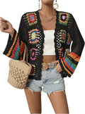 SHENHE Women's Floral Crochet Cardigan - Lightweight Layering Cardigan