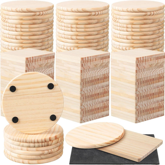 Unfinished Wood Coasters for Crafts - 96 Pcs 4 Inch Set