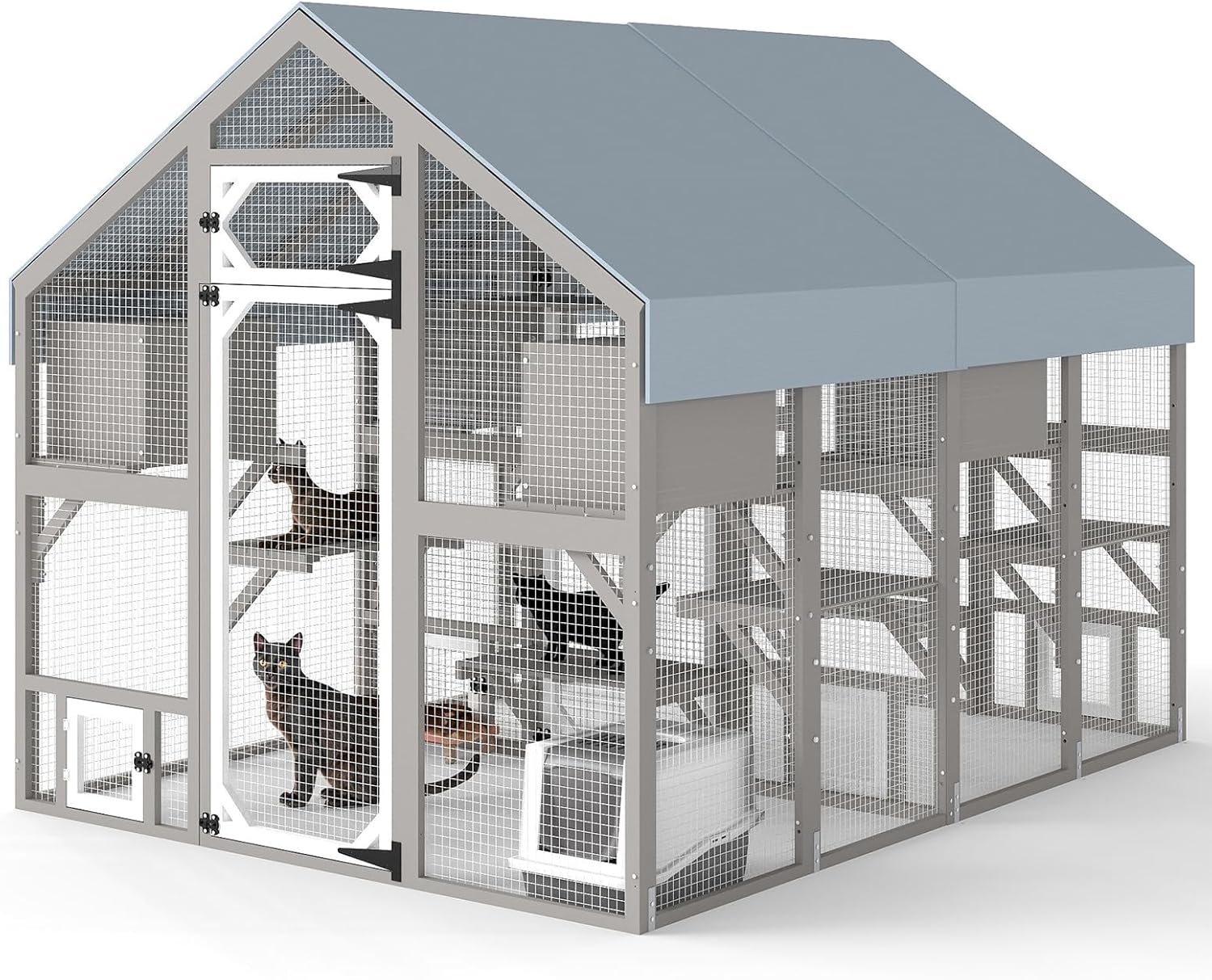 Large Catio for Multiple Cats Outdoor Enclosure with Weatherproof Roof