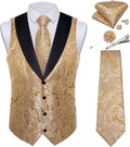 DiBanGu Mens Paisley Suit Vest Set for Formal Occasions