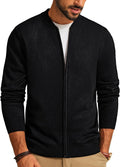 Men's Casual Full Zip Cardigan Sweater Slim Fit Stand Collar