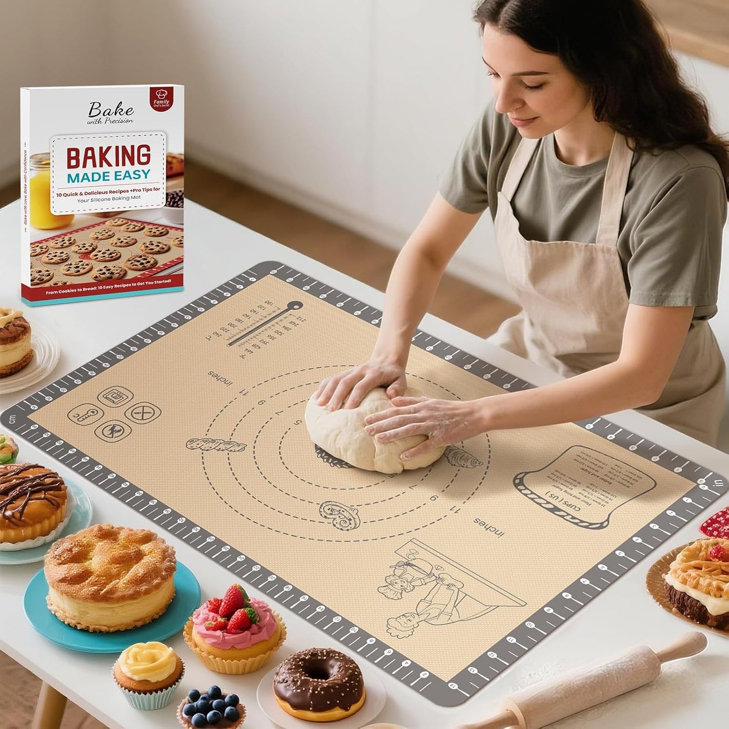 Silicone Macaron Baking Mat with Recipes for Perfect Pastries
