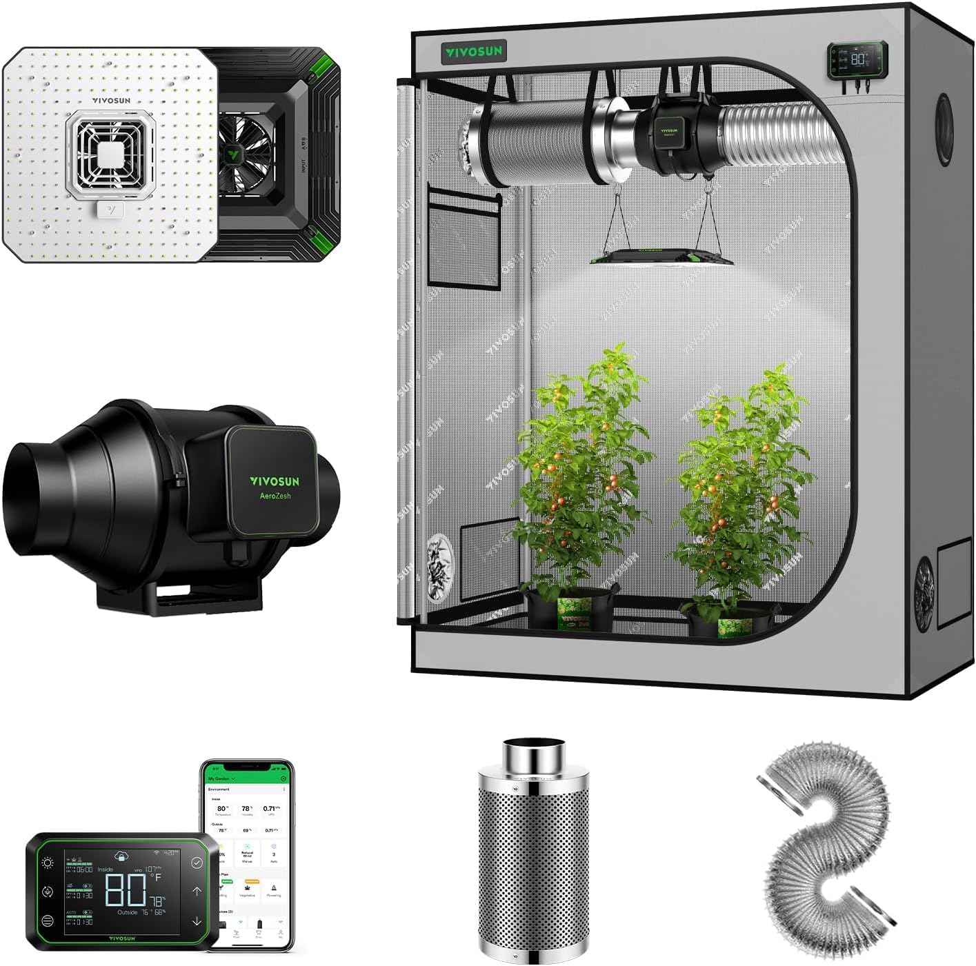 VIVOSUN Complete Grow Tent Kit w/ Smart LED Light!