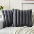 FUTEI Grey Decorative Throw Pillow Covers 22x22 in - Plush Faux Rabbit