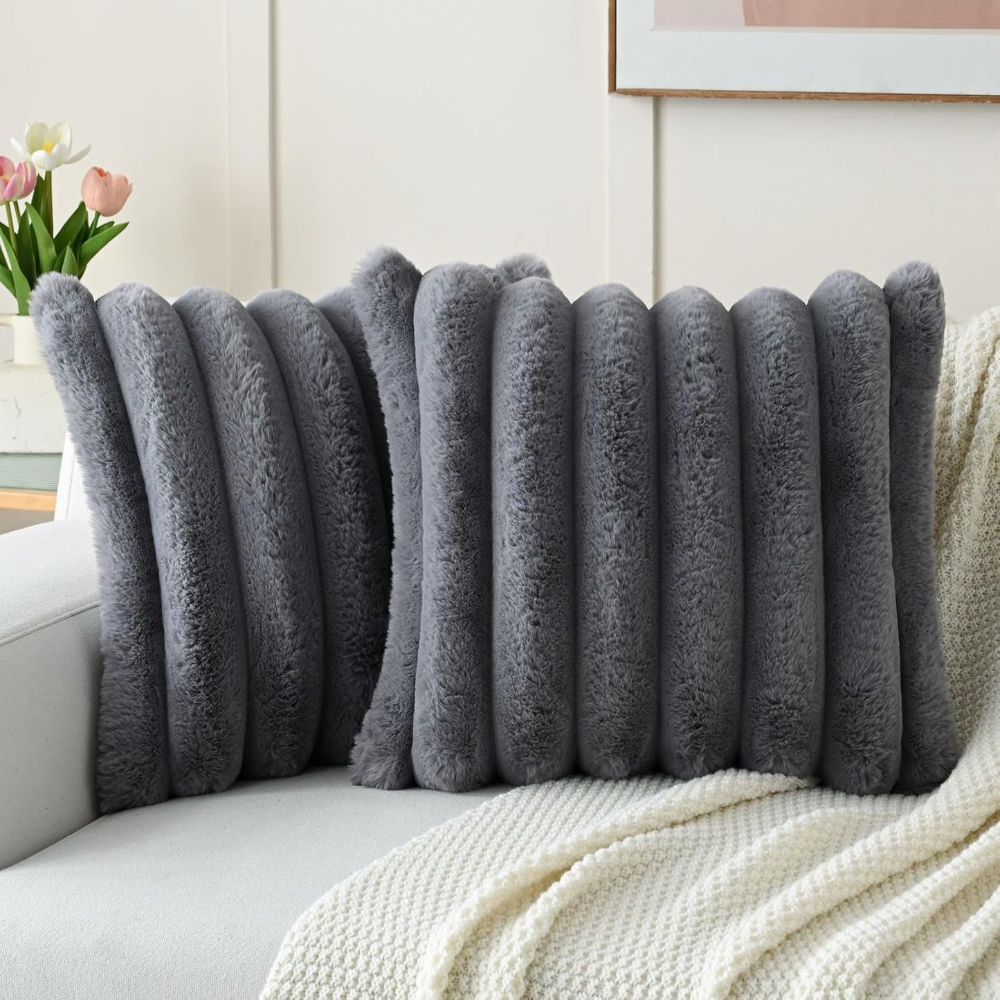 FUTEI Grey Decorative Throw Pillow Covers for Elegant Home Decor
