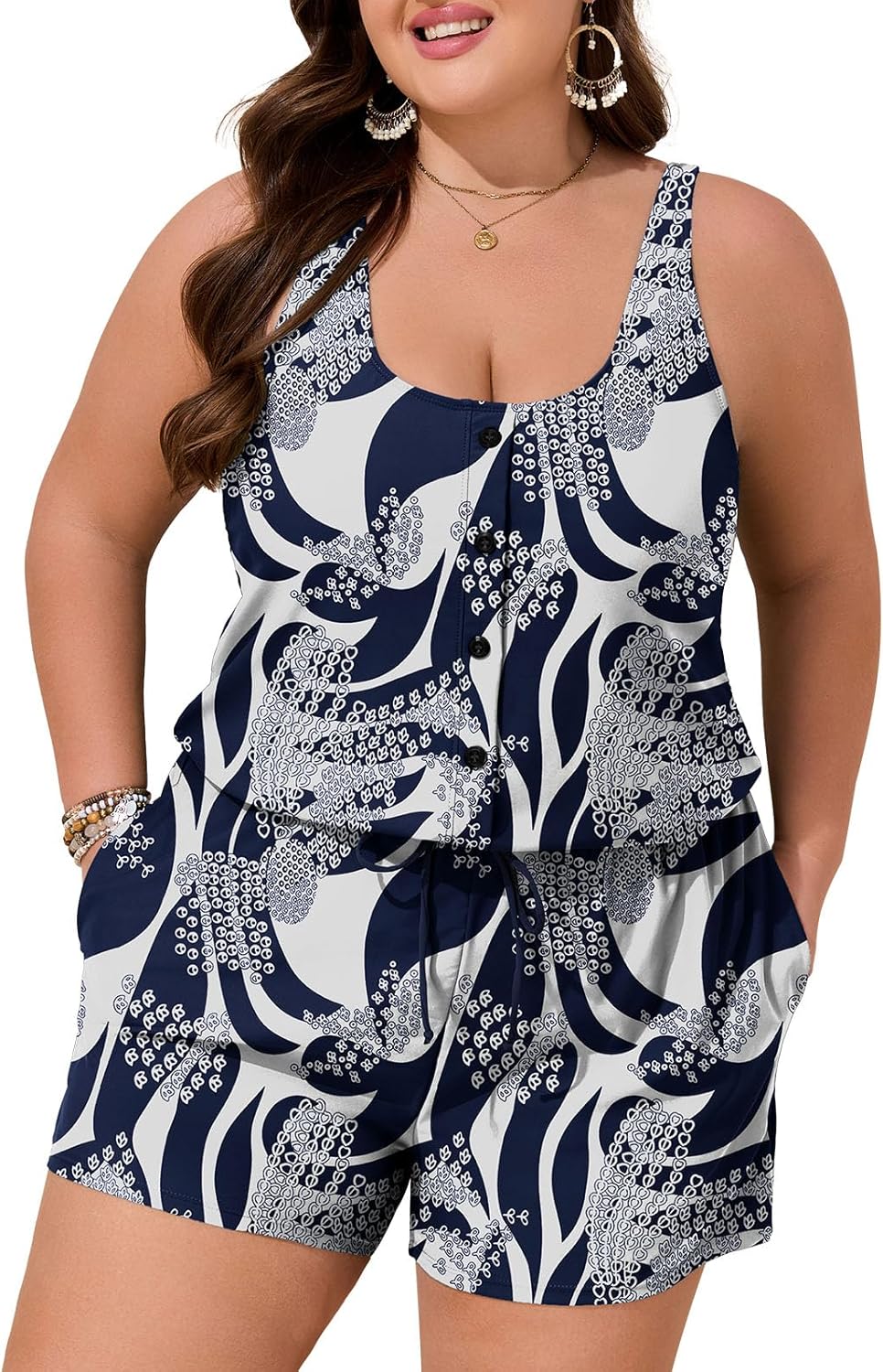 Summer Mae Plus Size Swim Romper with Pockets for Women