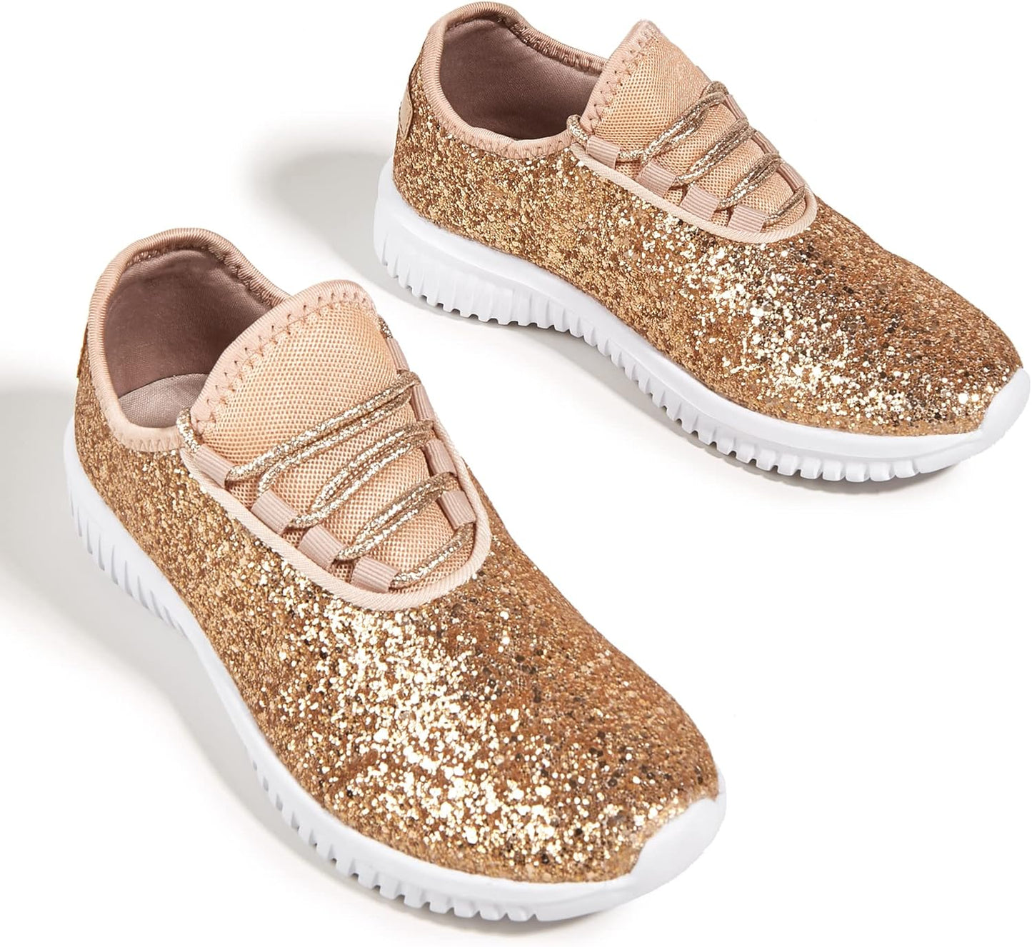 K KIP WOK Fashion Glitter Sneakers for Women - Lightweight Slip On