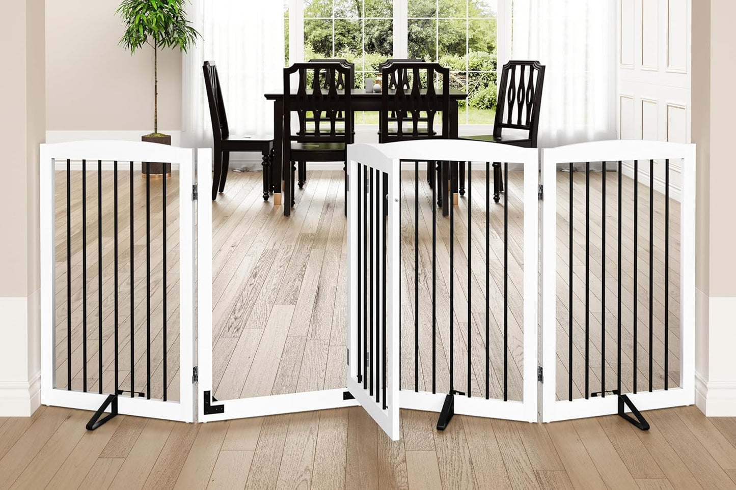 Freestanding Dog Gates with Door Walk Through for Indoor Use
