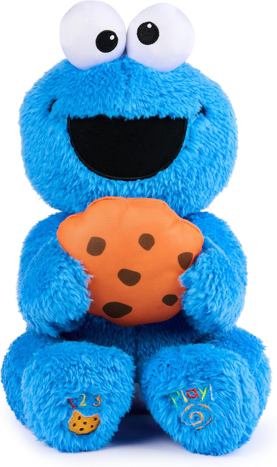Sensory Cookie Monster Plush for Babies, Blue, 11