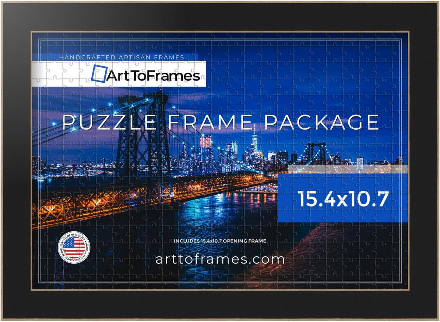 ArtToFrames 15.4x10.7 INCH Black Frame for 300 Piece Puzzles