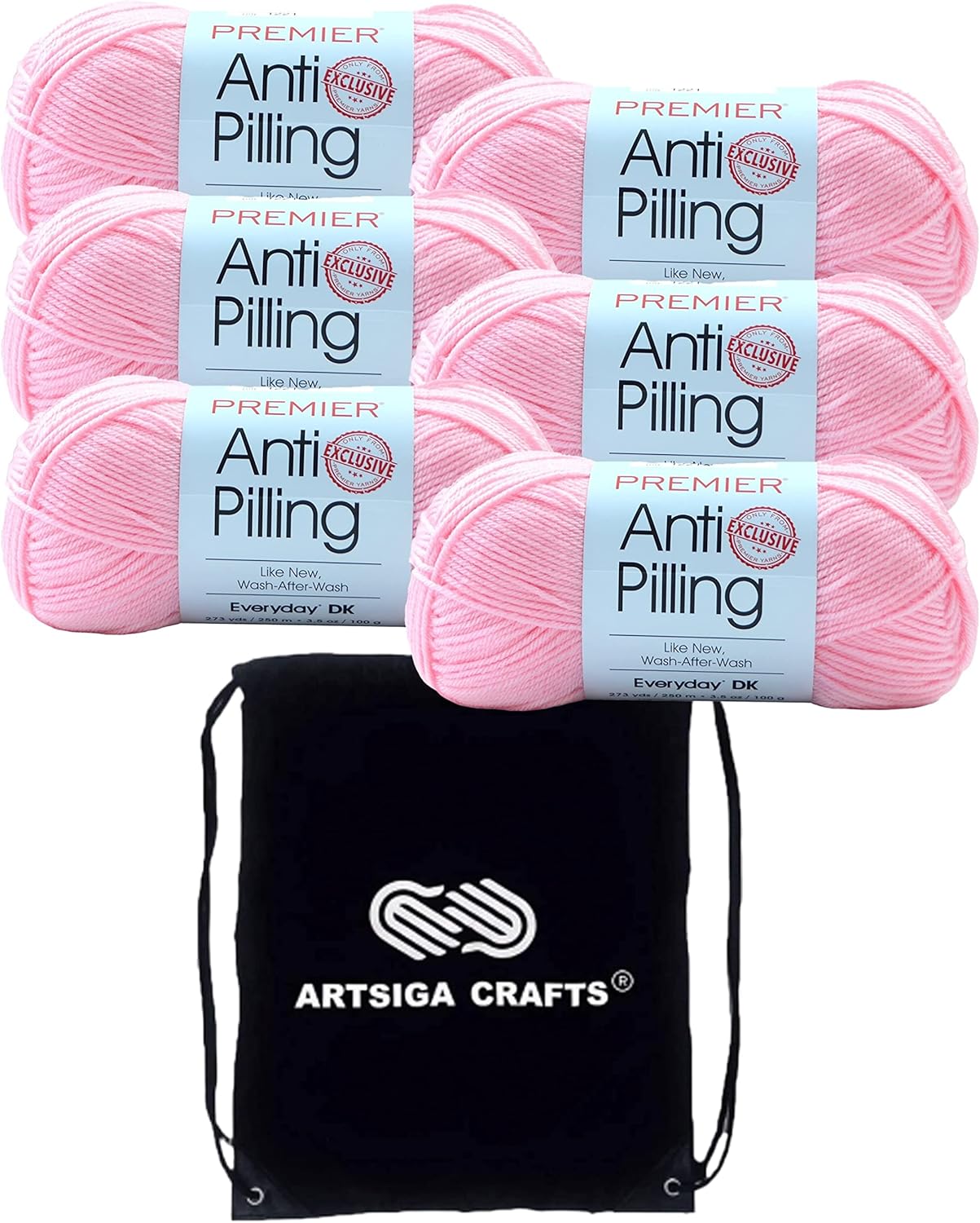 Premier Yarns Anti-Pilling Everyday DK Baby Pink Yarn 6-Pack