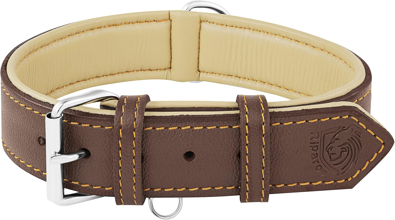 Riparo Adjustable Leather Dog Collar for All Dog Sizes and Breeds