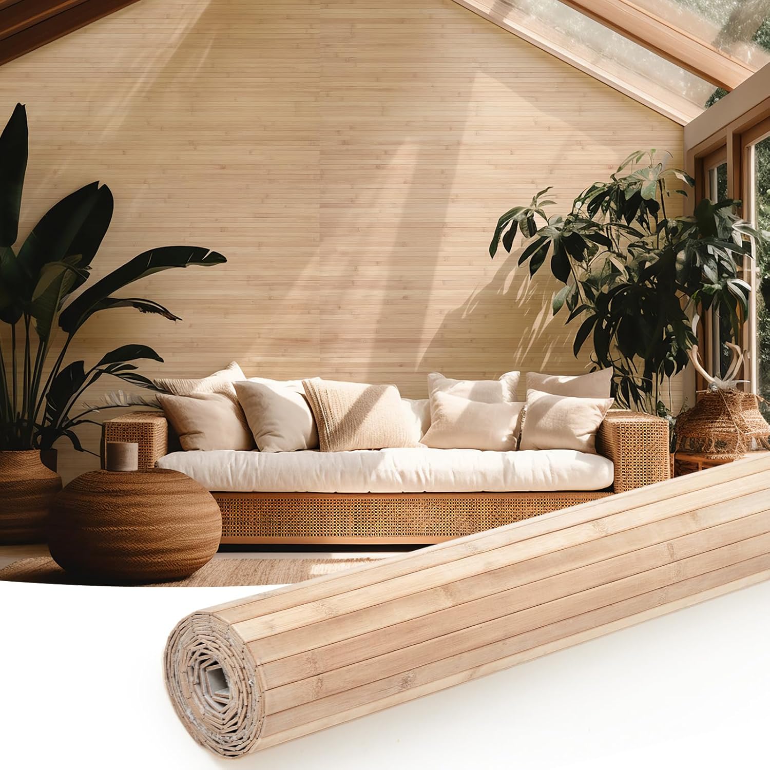 Natural Bamboo Wall Panel for Interior Decor 48ft x 96ft Durable