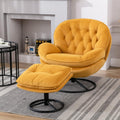 Velvet Swivel Accent Chair with Ottoman Set, Yellow - Comfortable 360