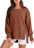 Womens Oversized Sweatshirts Crew Neck Long Sleeve Casual Slit - Cozy