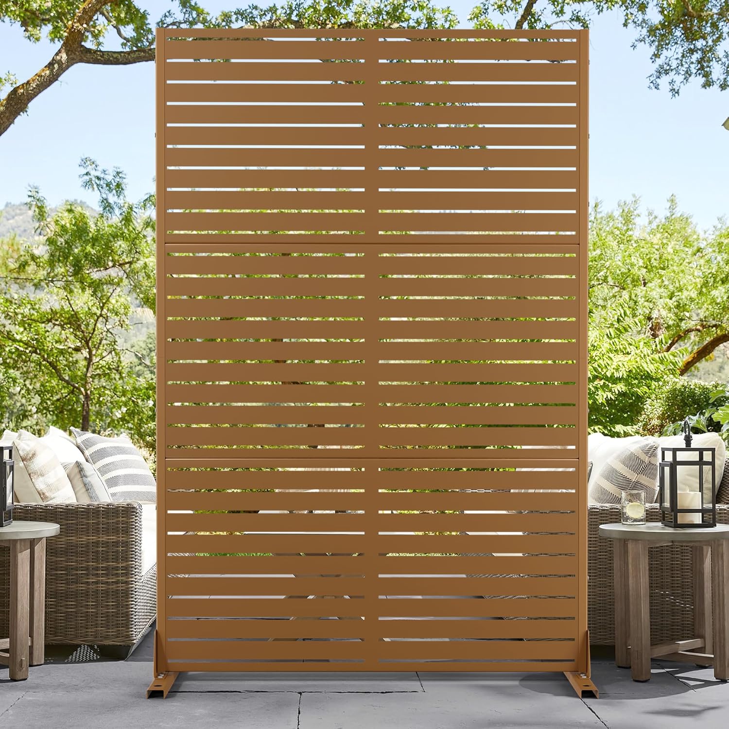 72in High Metal Privacy Screen for Outdoor Spaces and Patios