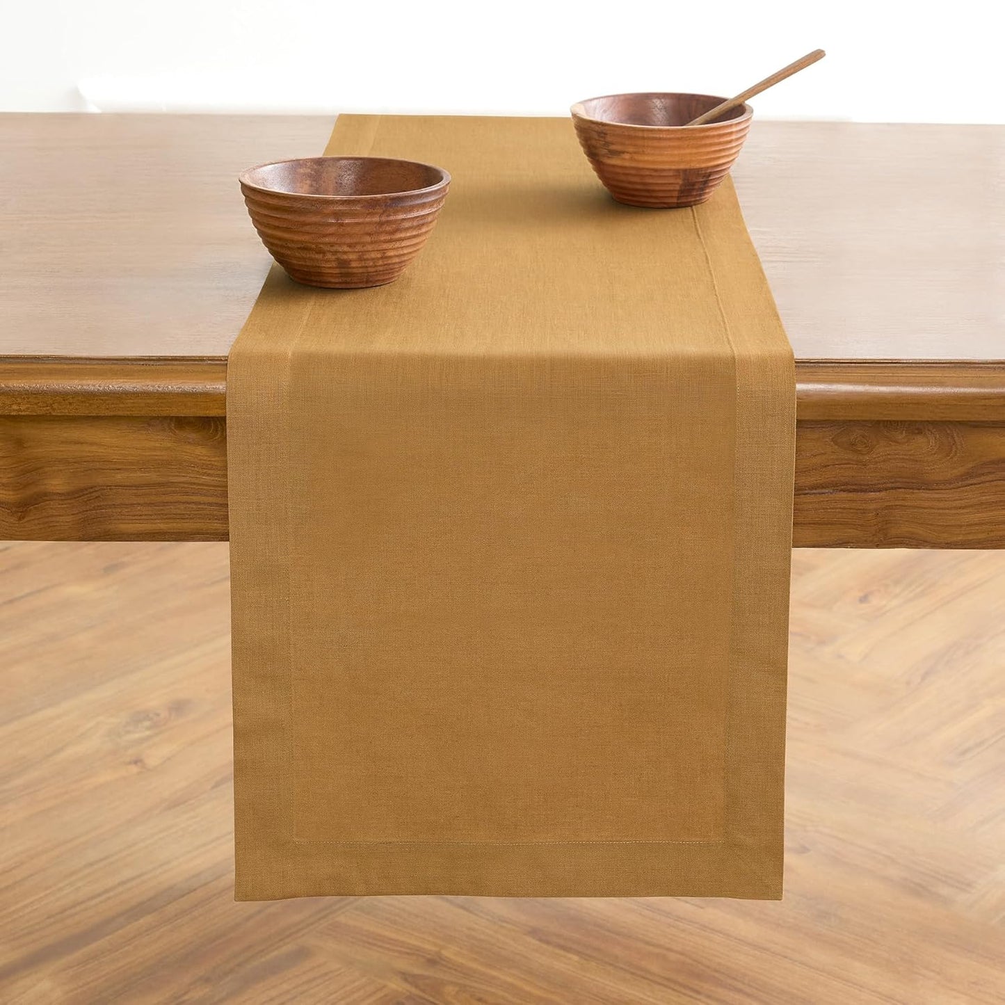 Elegant 100% Pure Linen Caramel Table Runner for Dining Events