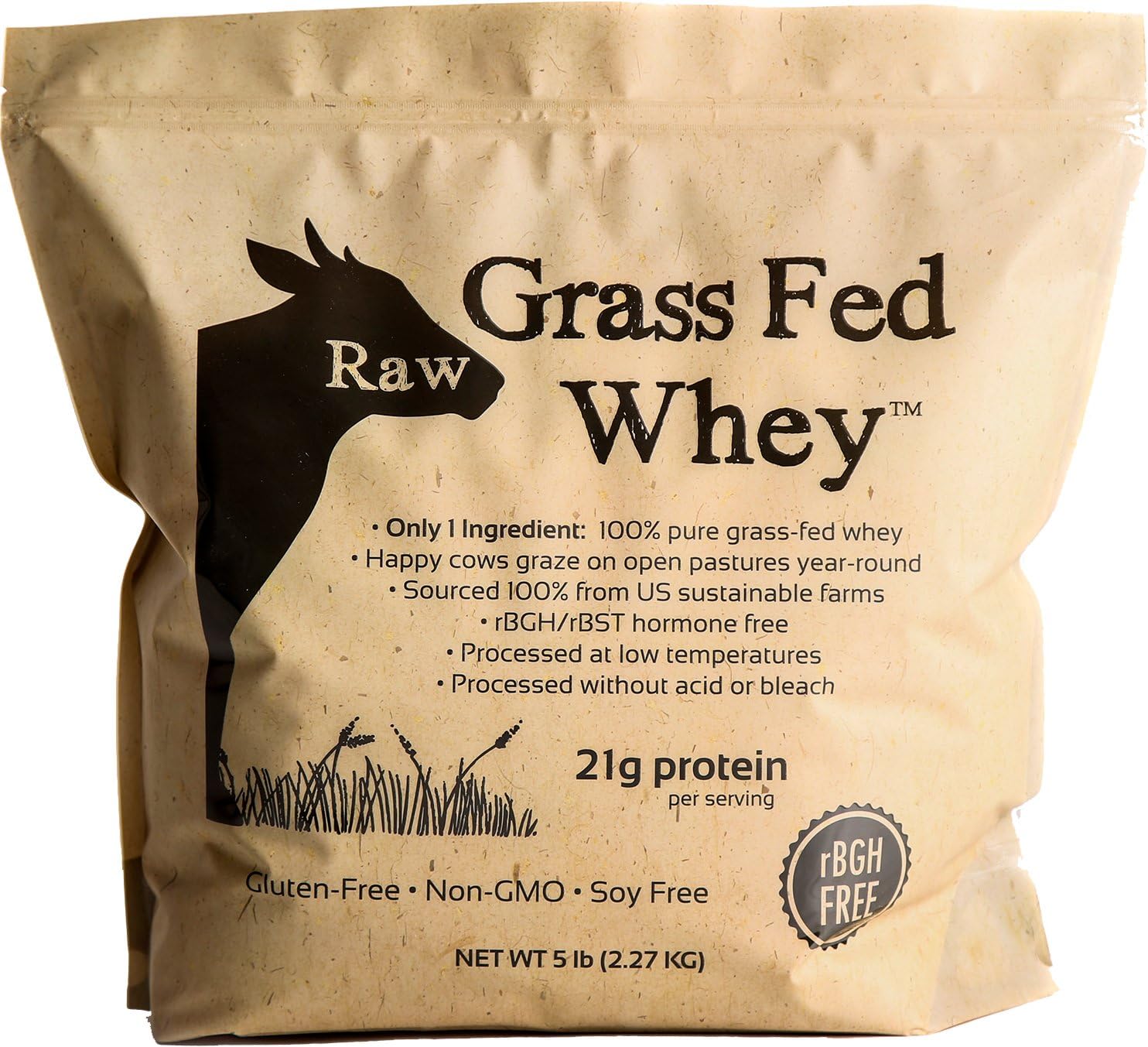 Raw Grass Fed Whey Protein Powder Unflavored, Pure & Clean