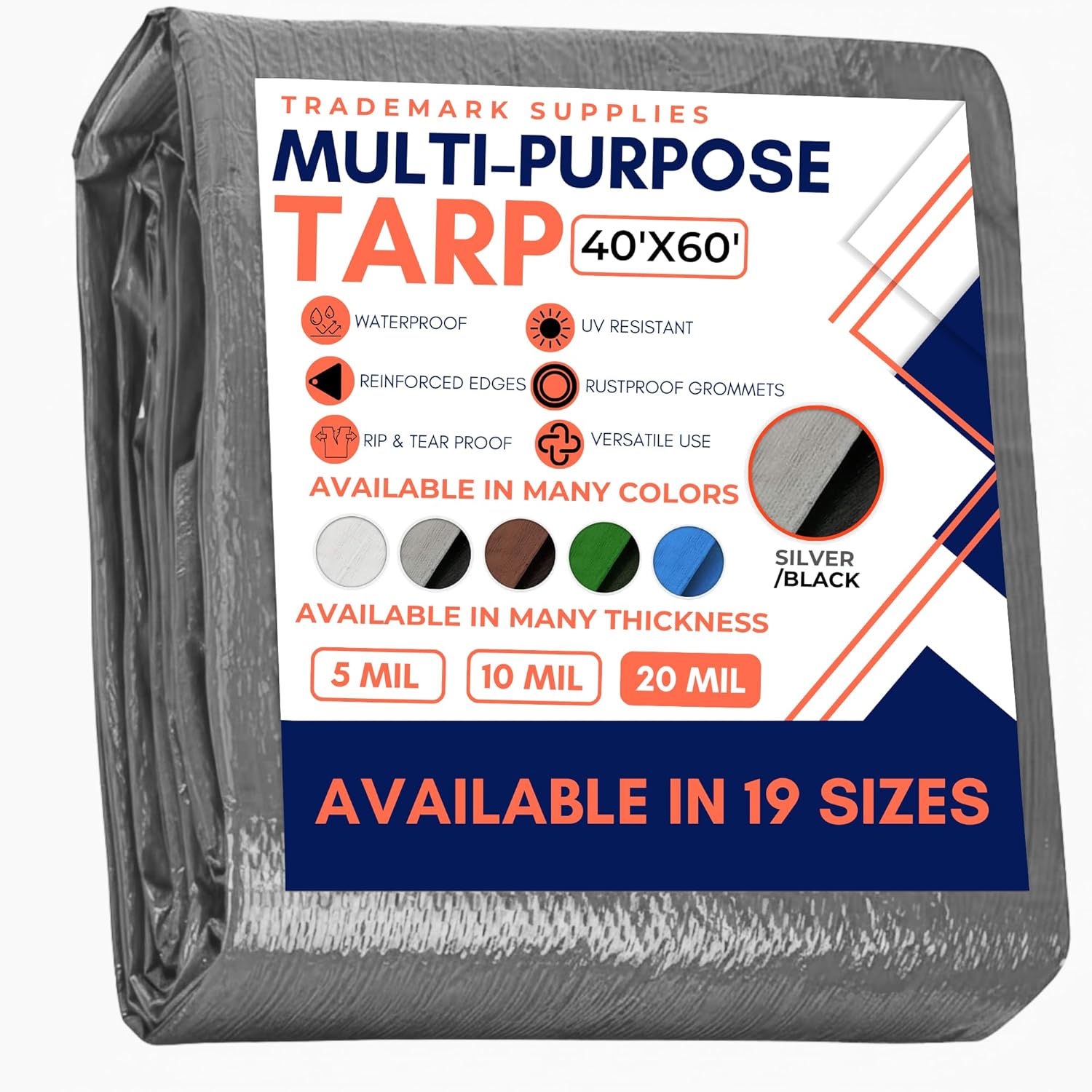 Large Waterproof Tarp - Heavy Duty 20 Mil Thick Poly Tarpaulin
