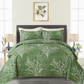 Green Quilt Set King Size Branch Bedspread Coverlet Set - Reversible