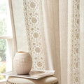 jinchan Linen Curtains 84 in Long Vintage Floral Drapes - Light