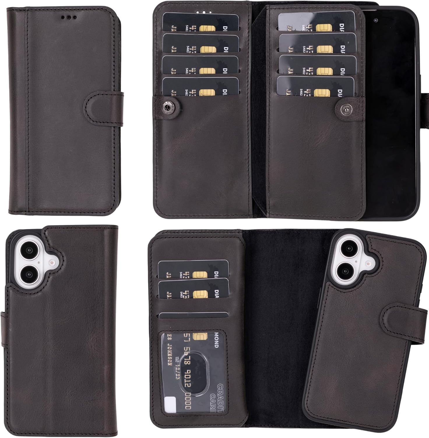 Genuine Premium Leather Handmade MagSafe Wallet Case for 16